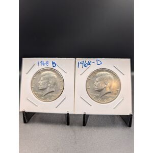 SILVER Lot – 2x 1968-D Kennedy Half Dollars